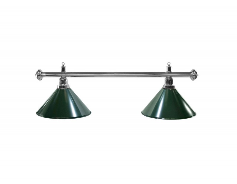 Lampa bilardowa ELEGANCE 2-klosze zielone, srebrny pałąk