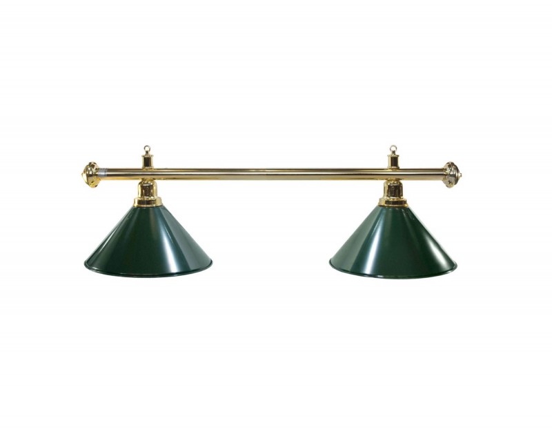 Lampa bilardowa ELEGANCE 2-klosze zielone, złoty pałąk
