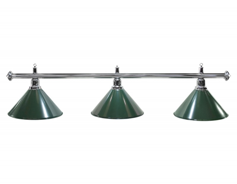 Lampa bilardowa ELEGANCE 3-klosze zielone, srebrny pałąk