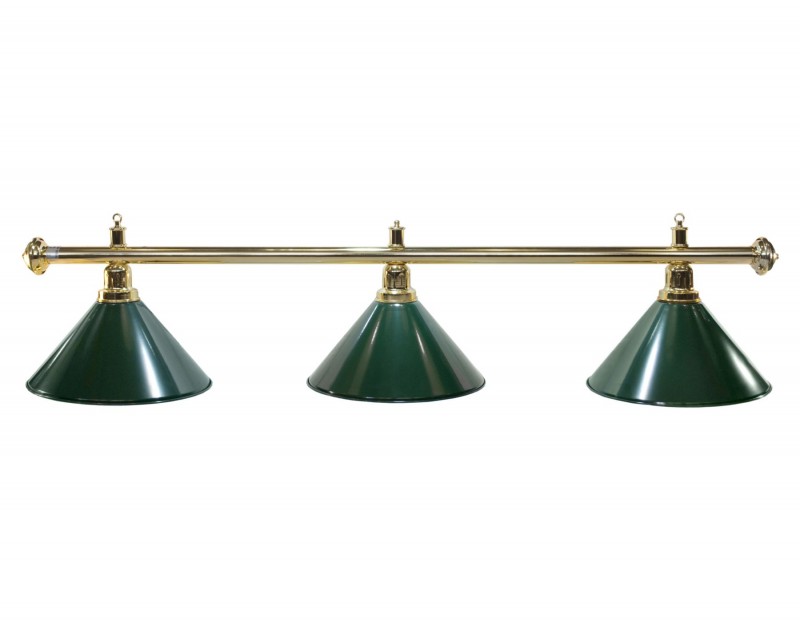 Lampa bilardowa ELEGANCE 3-klosze zielone, złoty pałąk