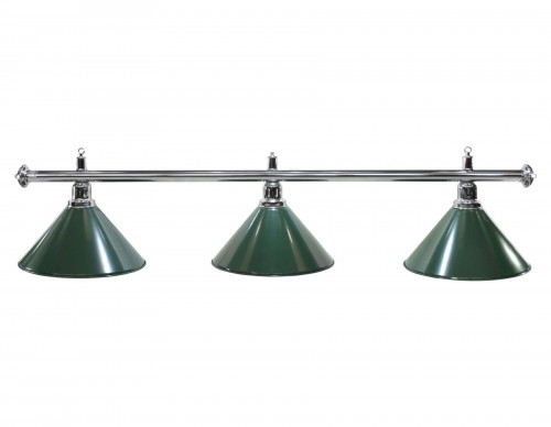 Lampa bilardowa ELEGANCE 3-klosze zielone, srebrny pałąk